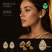 Boucles d'oreilles clous Betterstar de luxe en or massif 14 carats, 8 griffes, diamant de 1 carat D VS1 taillé en poire, percé au laser, cultivé en laboratoire IGI, pour femme