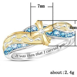 Anillo de Cruz Cristiana H091 para Mujer con Circonita Cúbica Creada en Laboratorio y Engaste Pavé, Anillo de Compromiso de Moda - Product Image 5