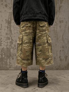 Pantalones Cortos Cargo Camuflados Estilo Vintage Lavado HG, con Logotipo Personalizado, para Hombre, Corte Holgado, Pierna Ancha, Estilo Táctico - Product Image 2