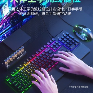 คีย์บอร์ดเกมมิ่งแบบมีสาย 104 ปุ่ม RGB Backlit Mechanical Anti Ghosting พร้อมเมาส์ ดีไซน์ตามหลักสรีรศาสตร์ ภาษาอังกฤษ - Product Image 2