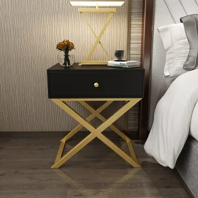 Nordic modern solid wood bedside table simple and creative bedroom wrought iron side cabinet