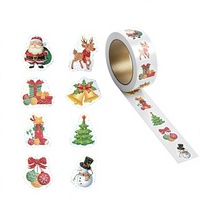 Nouveaux autocollants en papier adhésif laser pour enfants - Adorables autocollants de récompense et de motivation de Noël en forme de cercle
