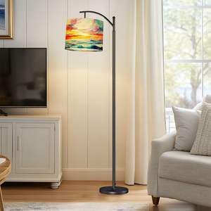 <b>Vintage</b> Minimalist Oil Flower Drum <b>Lamp</b> Shades Set 2 Indoor Floor Pendant <b>Table</b> <b>Lamps</b> Linen Fabric Replacement Stock China - Product Image 2