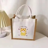 Sac en toile de jute personnalisé avec logo imprimé, robuste, réutilisable, motif tigre estival, idéal pour l'artisanat et le bricolage, vente en gros