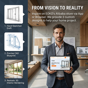 <span class=keywords><strong>Porta</strong></span> d'Ingresso Principale in Alluminio Decorato con Finitura Effetto Legno Personalizzata EOKO per Case Americane - Product Image 2