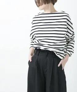 Japanese style Fashion design hot sales women black oversized long sleeve stripe t shirt