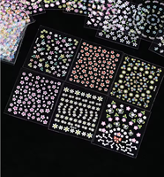Autocollants et décorations pour ongles 3D, fleurs colorées, fleurs de cerisier, roses, marguerites, 30/60 pièces, décoration de manucure en forme de cœur, 5.5x6cm