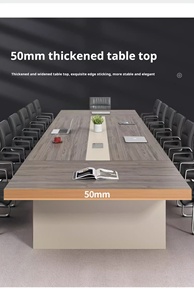 Grande tavolo da conferenza in legno rettangolare di lusso Design moderno mobili da ufficio per la negoziazione del consiglio per alberghi e scuole - Product Image 5