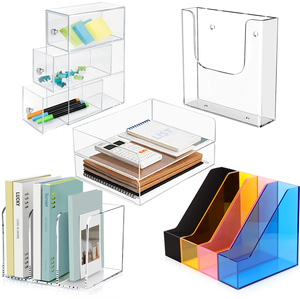 Hivillexun hiện đại rõ ràng Acrylic Máy tính để bàn tổ chức thân thiện với môi Stackable giấy thư Khay tập tin lưu trữ giá đánh bóng hiển thị - Product Image 1