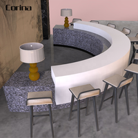 Comptoir de bar en acrylique incurvé de forme semi-circulaire pour discothèque, pub, café, magasin de jus