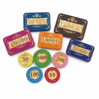 Lot de 760 jetons de casino en acrylique avec impression feuille d'or, jetons de poker ronds et plaque, kit de jeu complet avec étui en aluminium