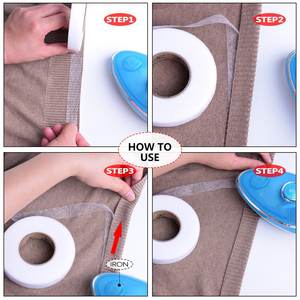 Cinta Adhesiva de Doble Cara Termoadhesiva de Tela No Tejida para Entretela y Refuerzo de Dobladillos, Blanca y Negra - Product Image 3