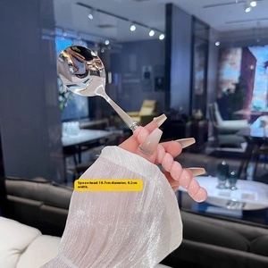 <span class=keywords><strong>Cuillère</strong></span> moderne en acier inoxydable à long manche avec poignée imitation céramique nacrée quatre couleurs, ustensile de table en métal pour la maison - Product Image 6