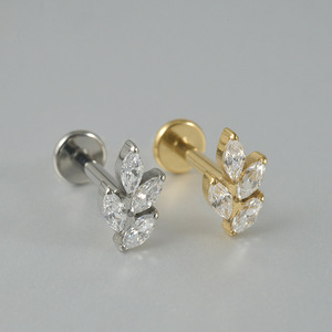 <b>Titanium</b> Lip <b>Stud</b> Earring G23 Spike Zirconia Pendant Minimalist Style For Daily Wear ASTM F136 <b>Titanium</b> Alloy - Product Image 4