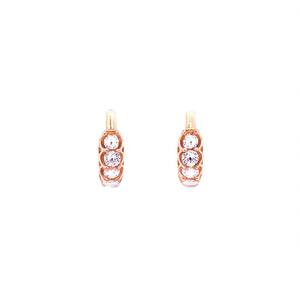 Orecchini a Cerchio Placcati in Oro Rosa con Cristalli e Strass, Stile Minimalista per Uso Quotidiano Femminile - Product Image 1