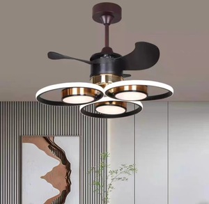 Ventilador de Techo Moderno Contemporáneo con Motor AC/DC y Lámpara con Control Remoto, 5 Aspas, Cristal de 3 Colores, Garantía de 10 Años - Product Image 1