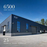Salle de sauna infrarouge à spectre complet moderne avec construction en bois massif de pruche, capacité de 4 personnes et matériaux écologiques