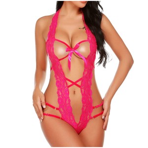Nuevo conjunto de lencería sexy europeo y americano con espalda descubierta, transparente, con tiras y lazo de encaje. - Product Image 2
