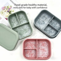 Boîte à lunch en silicone sans BPA, simple, anti-fuite, 3 compartiments, préservation de la fraîcheur, passe au lave-vaisselle, réutilisable, pour tous les âges, bento