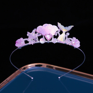 Serre-tête Couronne Sirène Dégradé Scintillant pour Anniversaire, Princesse, Bébé, Spectacle, Robe, Emballage Individuel - Product Image 3