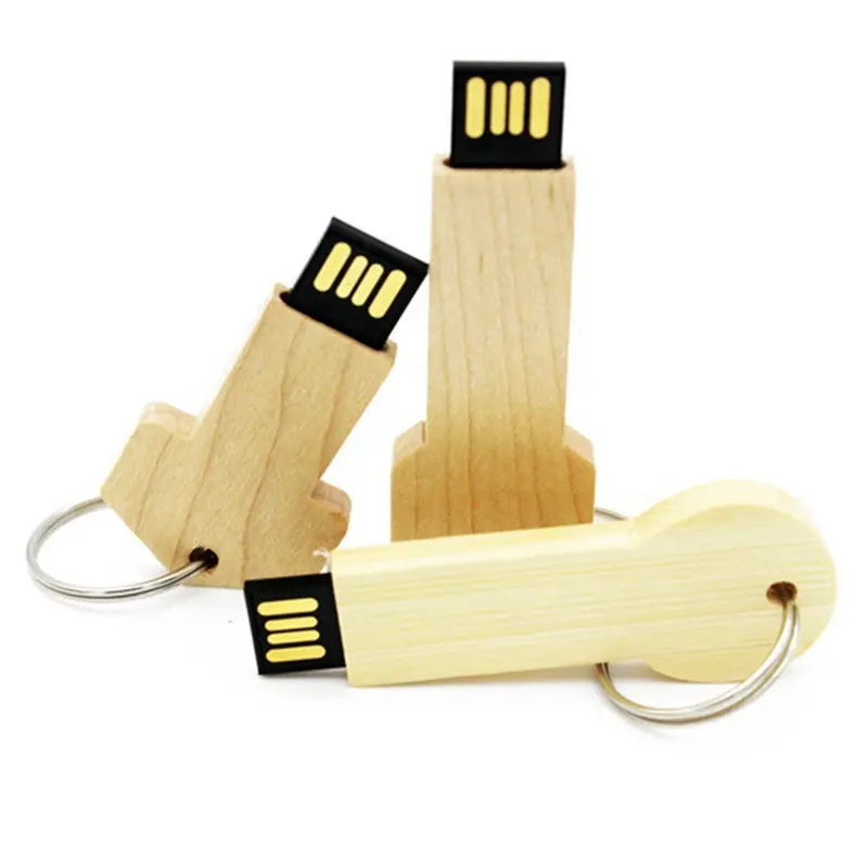corporate gifts key shape wooden usb drives 2GB 4GB 8GB 16GB 32GB logo branded maple wooden mini key usb stick
