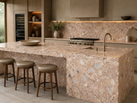 Dalles de marbre Ceppo Rosso à texture brecciée pour îlots de cuisine, murs de douche, lavabos en pierre et panneaux muraux décoratifs