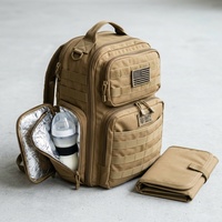 Sac à dos pour couches pour hommes, robuste, style tactique, voyage en plein air, sac à couches pour bébé, papa, Oxford 900D avec poches isothermes, Molle