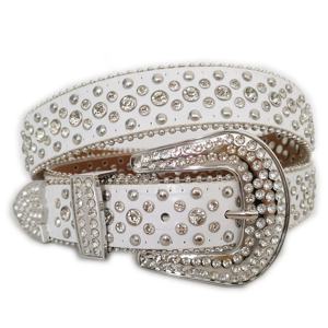 Cinturones de lujo con diamantes de imitación para hombre y mujer, cinturón de cuero de diseño brillante con tachuelas, estilo occidental, envío rápido, 2021 - Product Image 1