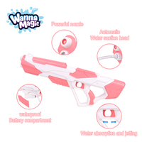 Pistolet à eau électrique OEM WANNA MAGIC - Pistolet à eau automatique puissant à piles en plastique ABS personnalisé pour enfants rose bleu extérieur