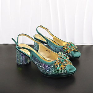 Stylish and eye-catching high-heeled shoes with rhinestones and satin finish - the same style as the square evening <b>bag</b>. This is - Product Image 2