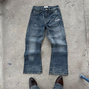 Jean en denim épais 14 oz coupe large et ample pour homme, personnalisable par le fabricant, unisexe, délavé vintage, vierge - Product Image 1