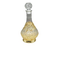 Carafe en verre grande capacité, bouteille en verre doré avec dentelle en acier, vase, flacons de parfum de bonne qualité