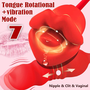 Vente chaude femmes adulte jouet 2-en-1 rotation vibrateur avec léchage bouche mamelon G-Spot clitoridien poussée gode - Product Image 4
