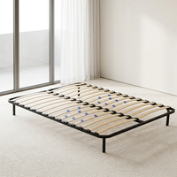 Sommier double en métal anti-humidité avec lattes multicouches en contreplaqué, base de lit pour matelas sec, idéal pour les zones côtières