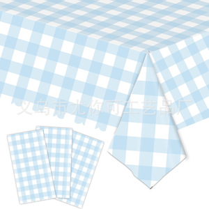 Six Color Checkered Disposable <b>Tablecloth</b> With Napkins For Birthday Party Casual Style <b>Plastic</b> Paper Tableware Set - Product Image 2