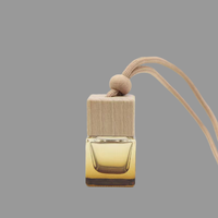 Diffuseur de parfum pour voiture en verre de forme carrée avec bouchon à vis en bois, logo personnalisé, 8 ml, dégradé noir givré