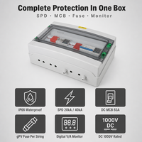 Caja Combinadora Solar IP66 Impermeable de 4 Cadenas, 1000V CC, con Fusible SPD y Protección Contra Sobretensiones MCB para Sistemas Fuera de Red