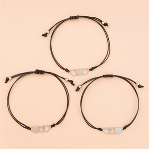 3 Pcs/Set Love Heart Sisters Card Bracelet BFF Best Friendship Confidante Forever Acier inoxydable Tressé à <span class=keywords><strong>la</strong></span> main Cadeau d'anniversaire - Product Image 1