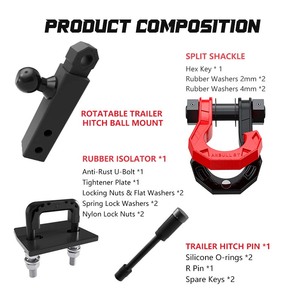 Kit de <span class=keywords><strong>Remolque</strong></span> y Recuperación de Alta Resistencia Ambull Nuevo Diseño con Correa, Gancho de Cabrestante, Polea de Reenvío y Receptor de <span class=keywords><strong>Enganche</strong></span> de 2 Pulgadas <span class=keywords><strong>para</strong></span> Vehículos 4x4 - Product Image 3