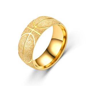Anéis de Aço Inoxidável em Formato de Bola de Basquete Estilo Hip Hop Moderno para Homens e Mulheres com Banho de Prata/Ouro e Incrustações - Product Image 5