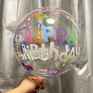 Nuevos Globos Bobo Transparentes Redondos de Helio para Cumpleaños, Graduación y Año Nuevo con Impresión 'Happy Birthday' - Product Image 2