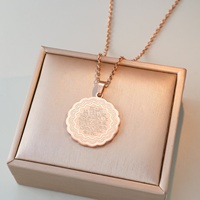 Collier Pendentif Ayatul Kursi en Acier Inoxydable avec Calligraphie Arabe Musulmane Allah, Bijou de Mode, Vente en Gros pour l'Aïd