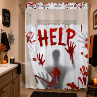 Rideau de douche Halloween en polyester sans crochets avec doublure à clipser, motif sang, imperméable et anti-moisissure pour fêtes et décoration intérieure
