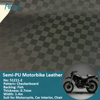 Cuir semi-PU robuste de 0,7 mm à texture écailleuse avec motif à carreaux moelleux, anti-rayures pour housses de selle de moto contemporaines