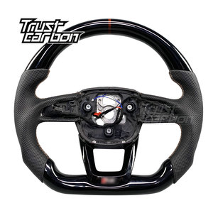Volante de Fibra de Carbono Negro Brillante Personalizado para Audi Serie <span class=keywords><strong>Q</strong></span> S <span class=keywords><strong>RS</strong></span> 2016-2024 RS3 RS5 Q3 Q5 Q7 Q8 - Product Image 1