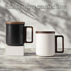 Taza de Café de Porcelana Blanca Negra Mate de Estilo Nórdico Minimalista, con Logotipo Personalizado Impreso, Libre de BPA, Apta para Microondas, de Gran Capacidad, Apta para Lavavajillas - Product Image 2