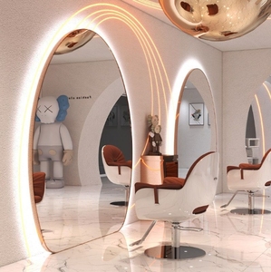 Espejo de pared de cuerpo completo para salón de belleza sobrio 2025, espejo de puerta de baño de pared dorado <span class=keywords><strong>grande</strong></span> con marco largo dorado para <span class=keywords><strong>barber</strong></span>ía - Product Image 4