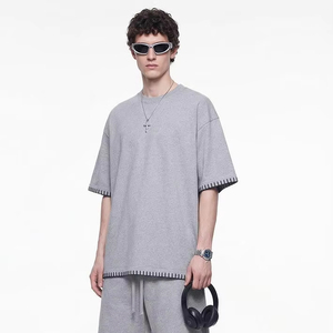 Camiseta de <span class=keywords><strong>Hombre</strong></span> Estilo Americano, Formal, Tejido Sólido de Poliéster/Algodón, Corte Regular, Cuello Redondo, Manga Corta - Product Image 1