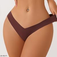 Culotte string invisible tricotée taille basse sans couture avec doublure en coton, culotte jetable en soie glacée pour femme, usage quotidien