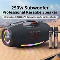 Speaker Karaoke Zealot S89 2 MIC Subwoofer dengan LED RGB, Desain Audio Tiga Jalur Tahan Air, untuk Penggunaan Luar Ruangan & Baterai Isi Ulang